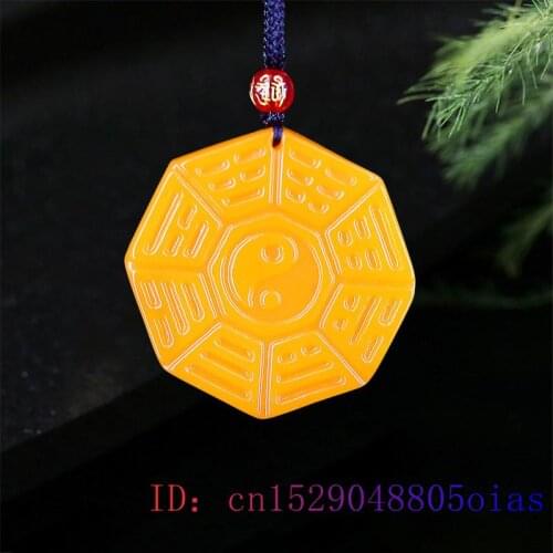 Yellow Jade Tai Chi Pendant Men Accessories Lucky Natural Fashion Carved Amulet Necklace Gifts Jewellery Women Chinese Charm