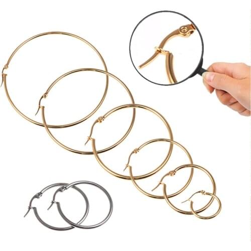 Women Golden/Silvery Earrings Stainless Steel Large Big Circle Smooth Simple Exaggeration Personality Wild jewelry