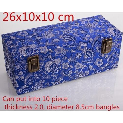 10 Grid Slot Luxury Chinese Wooden Bangle Storage Box Silk Brocade Decorative Jewelry Display Packaging Case 26x10x10cm