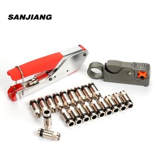 12pcs/22pcs Coaxial cable crimping pliers set wire stripping tool kit RG6/RG59 Compression F Connectors crimper Tools