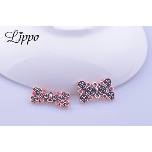 12pcs Ancient Champagne Gold Bow Connector Charm DIY Earring Making