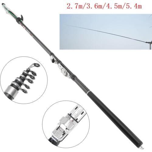 2.7m/3.6m/4.5m/5.4m High Quality Durable Telescopic Rock Carp Fishing Rod 5/7/8/10 Sections Carbon Fiber Surf Spinning Pole