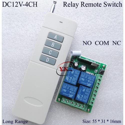 200-3000M 4CH channels 4Relay 12V wireless remote control system receiver&transmitter 315/433 Learning code output is adjustable