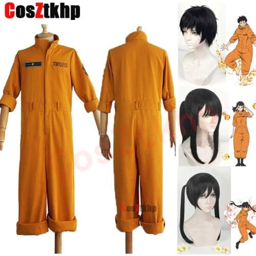 2021 Shinra Kusakabe Cosplay Costume Enn Enn No Shouboutai Fire Force Jumpsuit Maki Oze Cosplay Wig Kotatsu Tamaki Fire Service