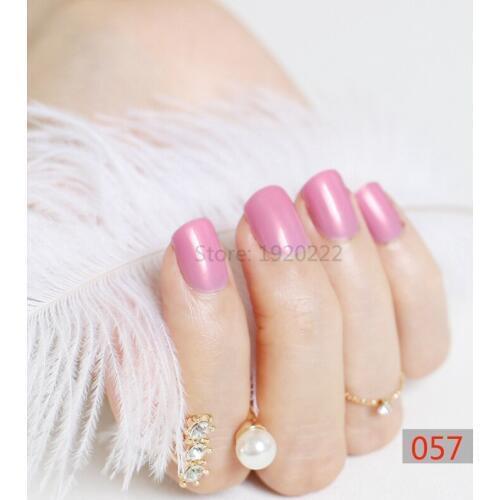 2020 fashion beautiful candy color Nail finished fake nails short paragraph 24pcs Peach pink N057