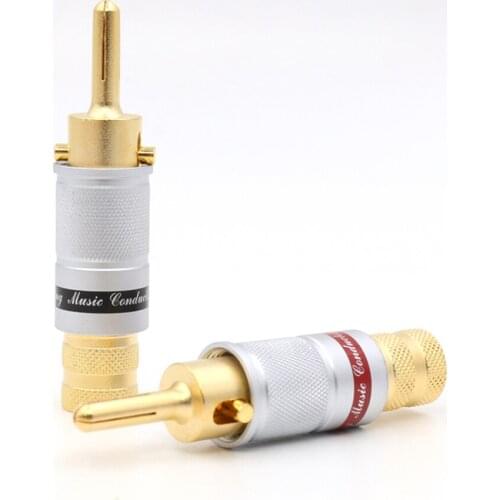 4PCS CMC 6008 Lockable Banana Plug speaker Cable Plug Hifi Screw Locking