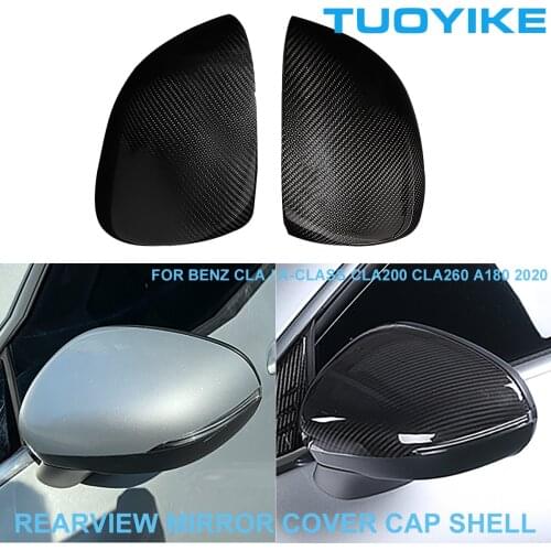 Car Real Carbon Fiber Rearview Mirror Cover Cap Shell Sticker For Mercedes BENZ W118 CLA / A-Class CLA2600 CLA260 A180 AMG 2020