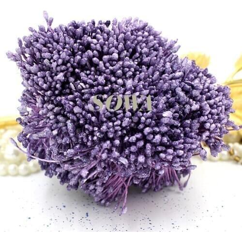 Free Shipping 3mm 800pcs Purple Floral Glitter Stamen flower Artificial Flower Stamen Pistil Cake Decorating Craft DIY