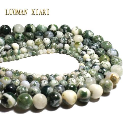 2017 New Tree Dendritic Agat Natural Stone Beads For Jewelry Making Round Shape Beads Diy Bracelet 4mm 6mm 8mm 10mm 12mm