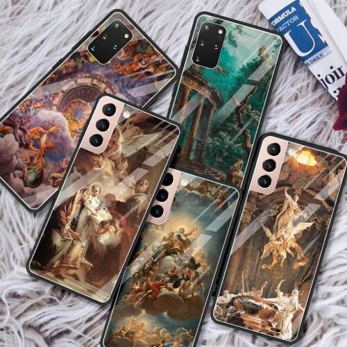 Tempered Glass Case For Samsung Galaxy S20 FE S21 Ultra S10 Plus S9 S8 Phone Cover Note 10 Lite 20 Shell Art Of Jesus Angel Capa