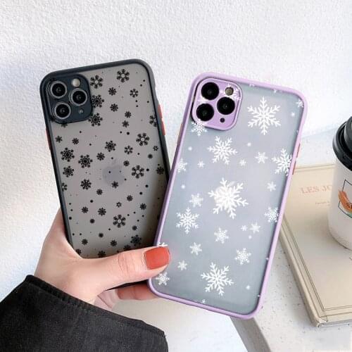 Snowflake Phone Case For iPhone X XS XR 12 11 Pro MAX Mini For iphone SE 2 6s 7 8 Plus Hard Translucent Camera Protection Cover