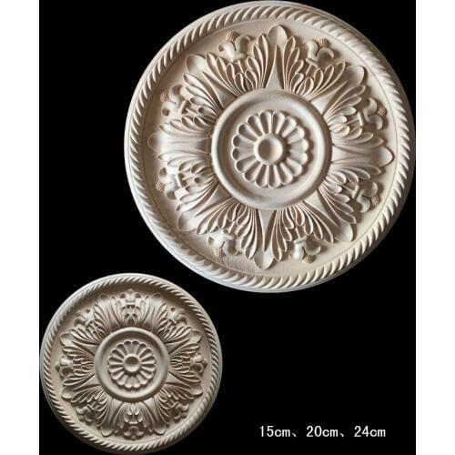 Flower Wood Appliques for Furniture Cabinet Unpainted Mouldings Decorative Figurines Decorate The Head of Toro Horse