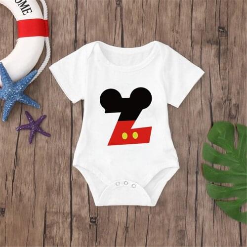 Baby Rompers 2021 New Fashion Disney Mickey Mouse ABC Alphabet Printed Personality Baby Boys Girls Jumpsuits Infant Bodysuits