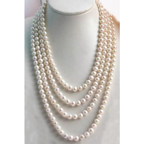 LONG 100" 10MM ROUND AKOYA WHITE FW CULTURED PEARL NECKLACE