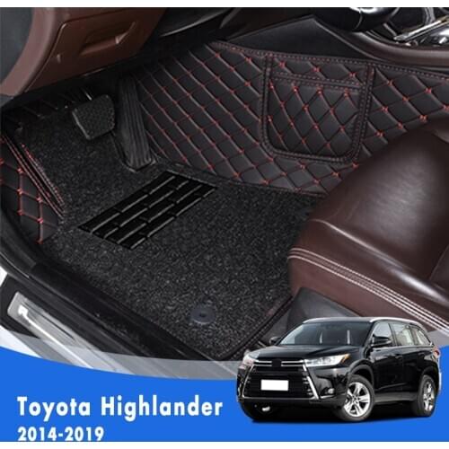 For Toyota Highlander Kluger 2019 2018 2017 2016 2015 2014 7 Seats Luxury Double Layer Wire Loop Car Floor Mats Auto Carpets