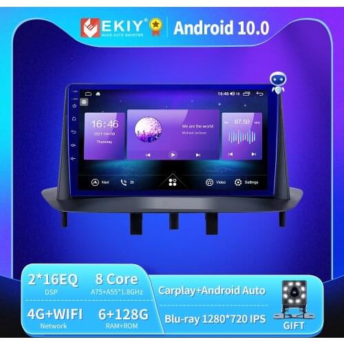 EKIY 6+128G 8 CORE Autoradio Android 10 For Renault Megane 3 Fluence 2008-2014 Car Radio Multimedia IPS QlED Navi GPS BT no 2din
