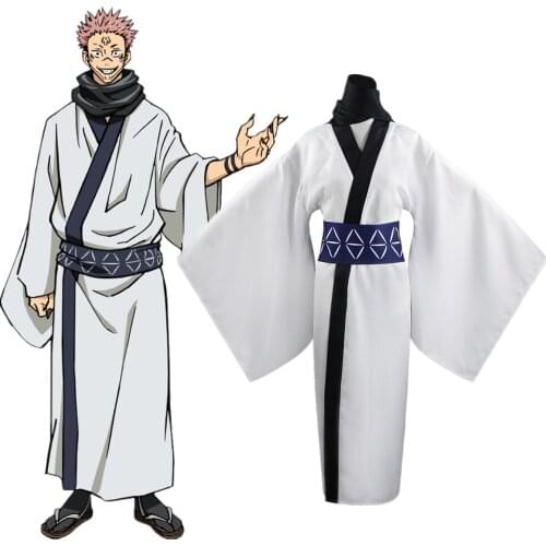 Jujutsu Kaisen Ryomen Sukuna Cosplay Costume Set Kimono Belt Scarf Suit Props