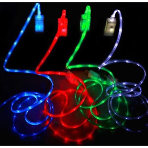 LED Micro USB Cable Color shine Light Glow luminescent Charger Data Sync Cord For Samsung for HTC Android 8pin for iphone 300pcs