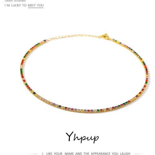 Yhpup Short Necklace Exquisite Temperament Mix Colorful Necklace Fashion Brand for Women Party Gala Jewelry Anniversary Gift New