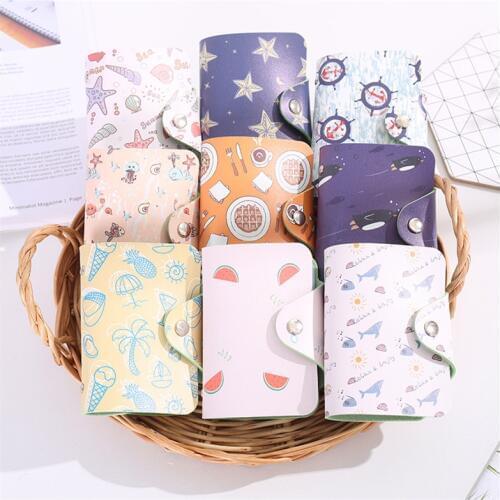 Womens Card Case Wallet Leather Visiting Handbags Cartoon Animal Pattern Credit Card Holder Female Business Package