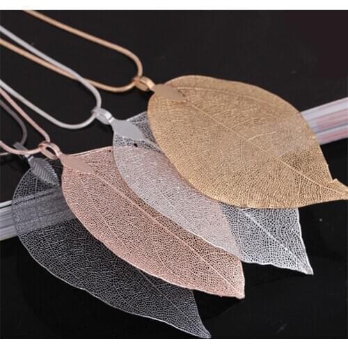Fashion Leaf Jewelry Necklace Rose Gold Color Chain Leaf Charm Design Pendant Necklaces & Pendants Women Girl collier femme Gift