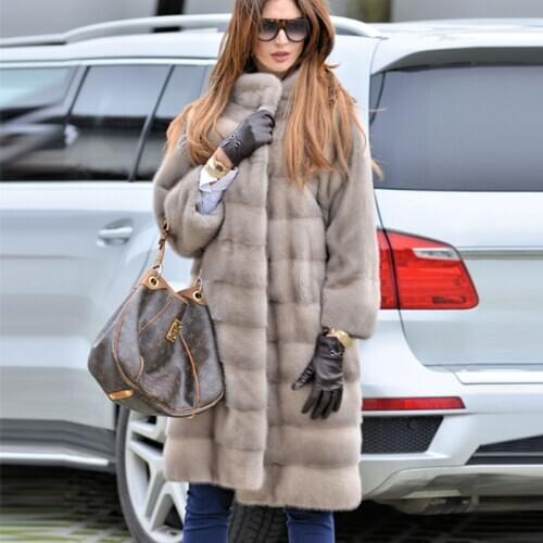 FURSARCAR Fashion Winter Real Mink Fur Coats Women Genuine Mink Fur Coat With Stand Collar Elegant Mink Fur Female Jacket