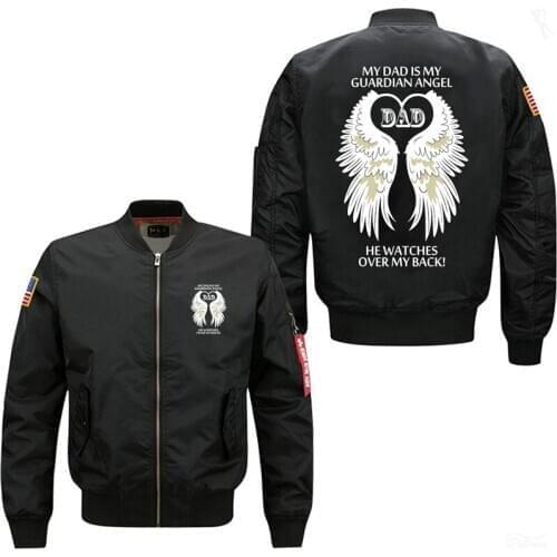 My Dad Is My Gurdian Angel He Watches Over My Back Mens Bomber Flight Jacket