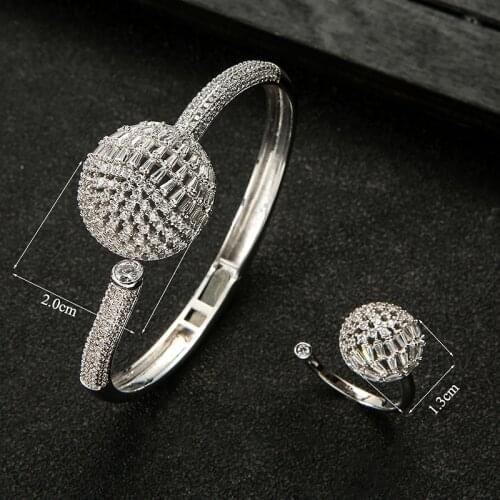 EYER Luxury Unique African Indian Hot Ball Bangle Ring Jewelry Sets For Women Wedding Cubic Zircon CZ Dubai Bridal Jewelry Set