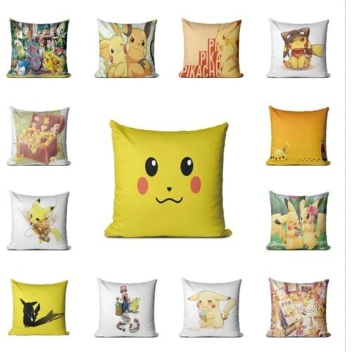 Pokemon Pikachu series 45*45cm Pillowcase Cartoons Anime Short plush cushion Bedroom bedside pillowcase Home Sofa pillowcase