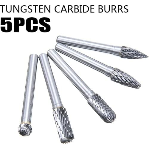 New Arrivals 5pcs Rotary Burr Set Tungsten Carbide Burrs 1/4" Shank Die Grinder Bit Tool For Woodworking And Engraving