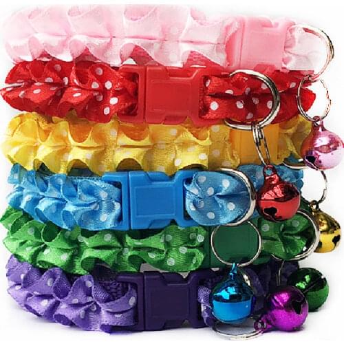 Lovely Lace Collar Leash Bell Adjustable Buckle Collar Printing Safety Good Quality Pet Neck Ring Fashion Cute Cat Dog Collar