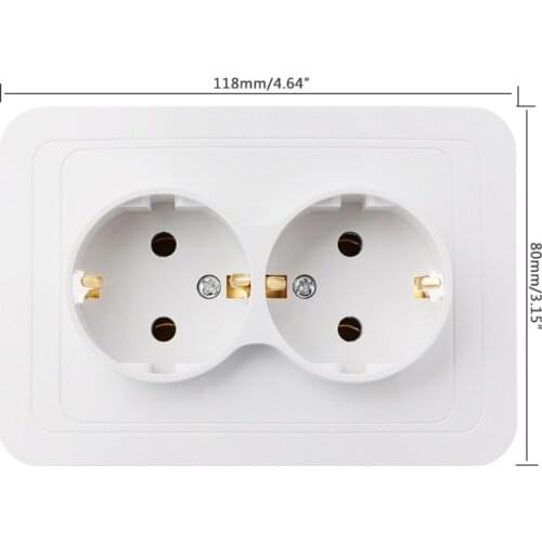 P15D 220V/16A 118x80mm EU Double Ground Socket Household Industrial Power Outlet