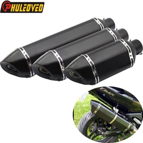 PHULEOVEO ID:51mm/61mm L:570mm/470mm/370mm Universal Motorcycle Exhaust Muffler Motorbike Muffler Exhaust Escape Leak DB Killer