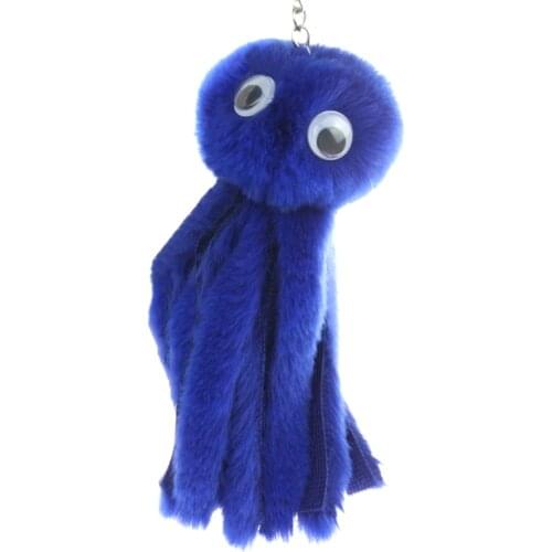 Plush Rabbit Fur Pompom Octopus Keychain Women Cute Girls Fluffy Long Tassel Key Chain On Bag Car Jewelry Wedding Party Gift