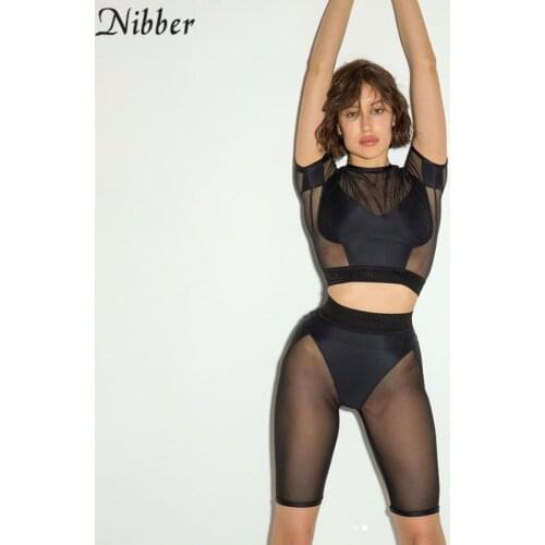 Nibber See Through Mesh Leggings For Women Sexy Slim Body-Shaping High Waist Patchwork Sheer Clubwear Pants Female Hot 2021
