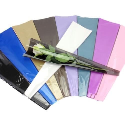 50pcs Transparency Bag Rose Single Flower Bag Bouquet Wrapping Paper Plastic Opp Bag Floral Packaging Materials Accessory
