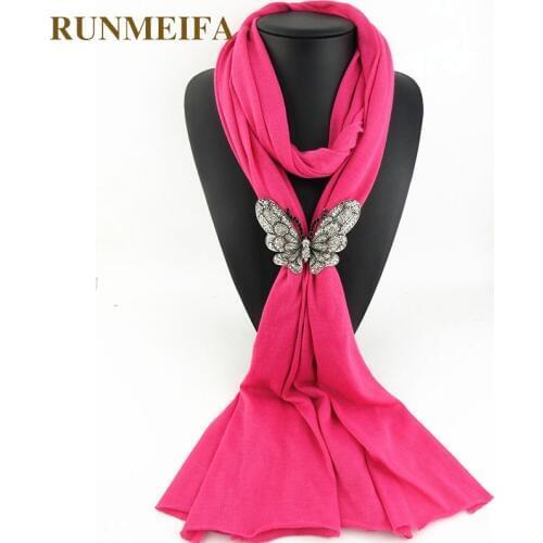 RUNMEIFA Long Pendants Necklaces Scarf Alloy Acrylic Butterfly Pendant Solid Color Scarf Accessories Scarf Free Shipping 180*40