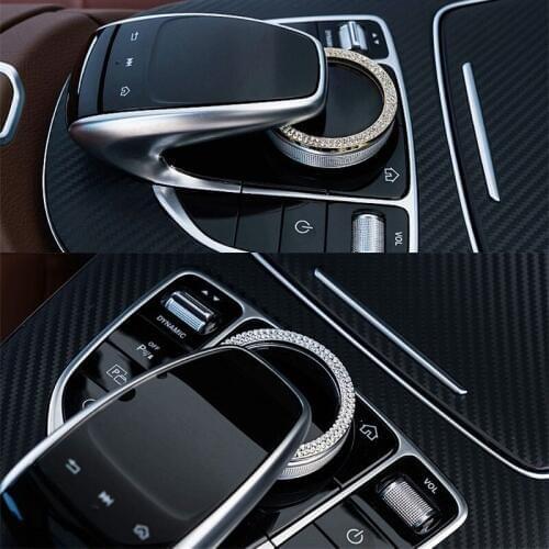 Car styling Crystal Car Centre Control Knob Decoration Circle Trim sticker For benz 16-17 E class, E300L E200L Auto Accessories