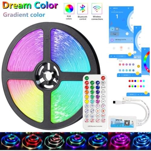 LED Strip Lights Dream Color RGB 5050 Waterproof Multi-Color Flexible Diode IC Chip Tape Bluetooth Music Control 5M 10M Luz Led