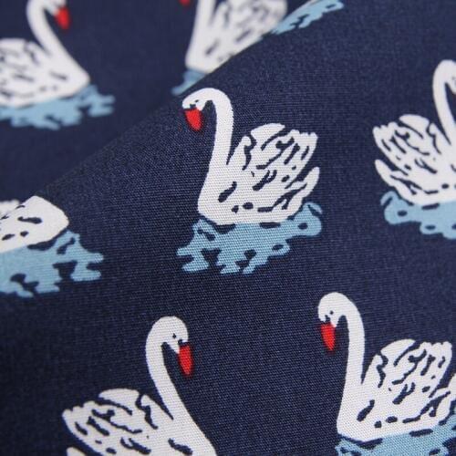 Swan swimming pattern fabric Retro style fabric Calico Printed cotton fabric for DIY Bag 1 order=50cm*140cm