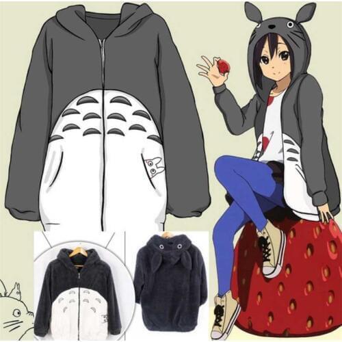 Anime Hoodies Totoro men/women Plush Sweatshirts Warm Men Jackets Casual Zipper Hoodies Cosplay Winter Coats