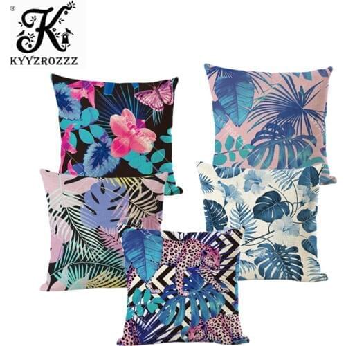 Tropical Plant Cushion Covers Palm Leaf, Green Leaf, Pineapple Cushion, Office Printed Decorative Pillowcase