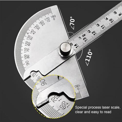 180 Degree Protractor Metal Angle Finder Goniometer 14.5cm Angle Ruler Stainless Steel Woodworking Tools Rotary Measuring Ruler