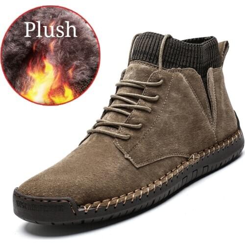 Winter MenS Boots with Fur Fashion Warm Snow Boots Non-slip Waterproof Casual Sneakers Comfortable Ankle Boots Male Footwear