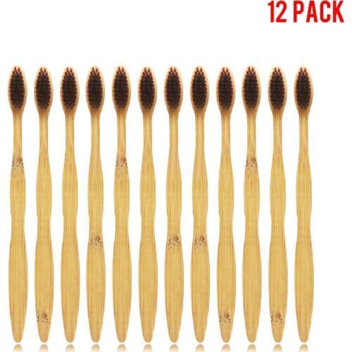 12 Pieces Brown Bamboo Toothbrush Adult Toothbrush Soft Bristles Environmental Toothbrush eco friendly
