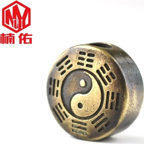1PC Chinese Tai Chi Gossip Retro Brass Copper EDC Paracord Beads Lanyard Pendants Knife Beads Umbrella Rope Cord Beads Pendants