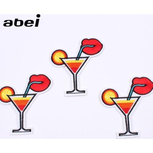 10PCS DIY Clothing Stickers Iron On Embroidery Drinks Patch Garment Accessories Handmade Coats Jeans pants Bags Appliques Badge
