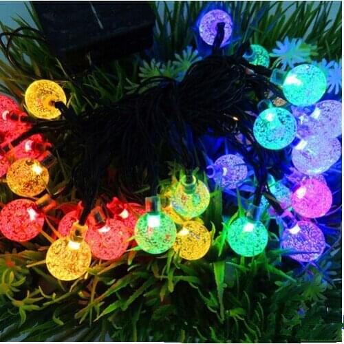 2set/lot Solar led string lights Solar Bubble beads string decoration lights Waterproof outdoor garden Christmas colorful lights