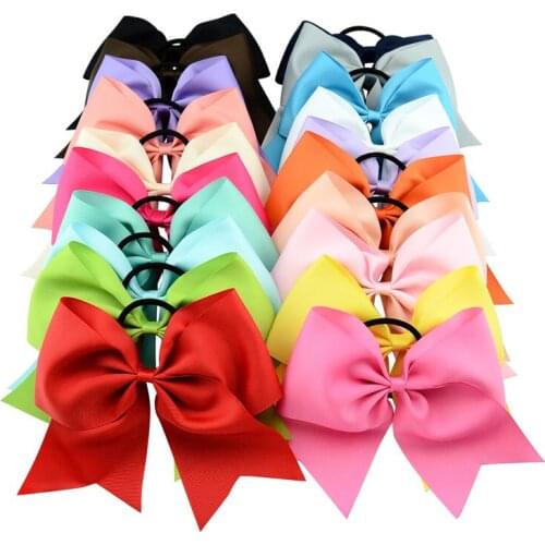 20pcs/lot 8 Inches Colorful Elastic Hair Band Hair Bow For Kids Girls Ponytail Holder Rubber Band Hair Accessories 598