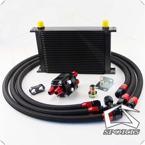 25ROW AN-10AN UNIVERSAL ENGINE TRANSMISSION OIL COOLER BLACK+ FILTER Relocation KIT black british type